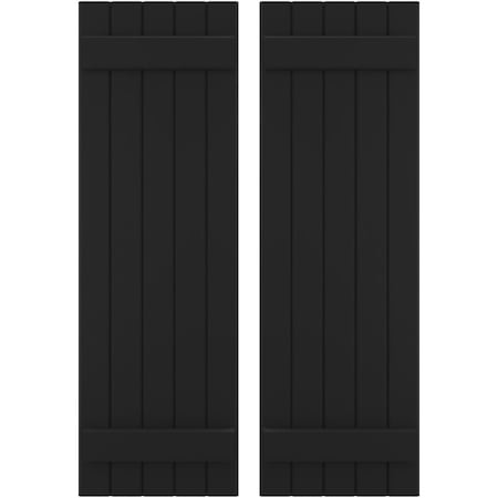 Americraft 5-Board (2 Batten) Exterior Real Wood Joined Board-n-Batten Shutters, ARW101BB518X73BLH